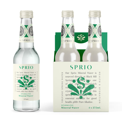 SPRIO 1860 Volcanic Spring Sparkling Mineral Water 4 Pack | 275mL