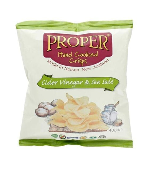Cider Vinegar & Sea Salt 40g - (exp. 13/04/2024)-Indulgence-Proper Crisps-iPantry-australia