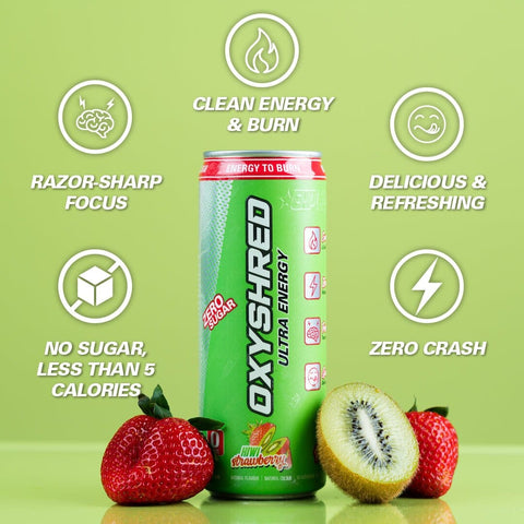 OxyShred Ultra Energy RTD Kiwi Strawberry Can 355ml-Beverages-OxyShred-iPantry-australia