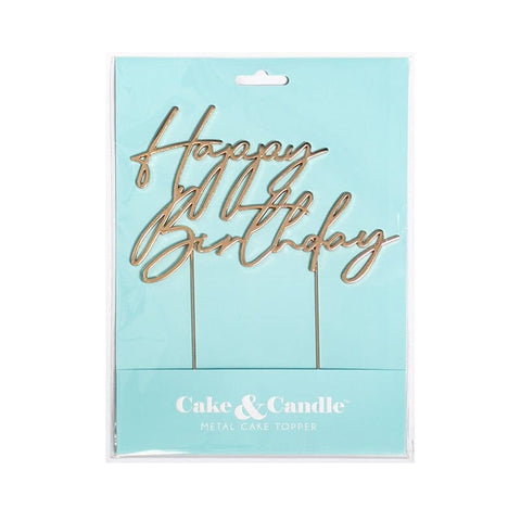 Rose Gold Metal Cake Topper - Happy Birthday-Cake & Candle-iPantry-australia
