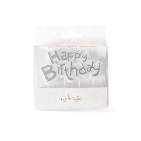 Silver Happy Birthday Candle Plaque-Cake & Candle-iPantry-australia