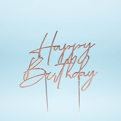 Silver Metal Cake Topper - Happy Birthday (No. 4)-Cake & Candle-iPantry-australia