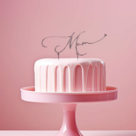Silver Metal Cake Topper - Mum-Cake & Candle-iPantry-australia