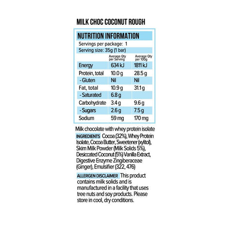 Vita Werx Protein Bars - Milk Choc 35g - Coconut Rough - Vita Werx