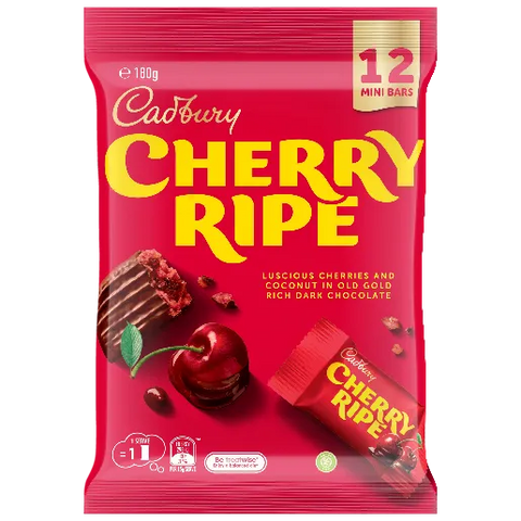 Cadburry Cherry ripe Dark Chocolate Share Pack mini bars 12 pack