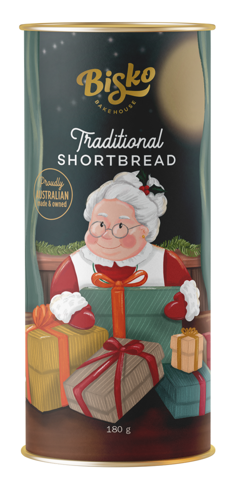 Bisko Traditional Shortbread Festive Cylinder Tubes | 180g