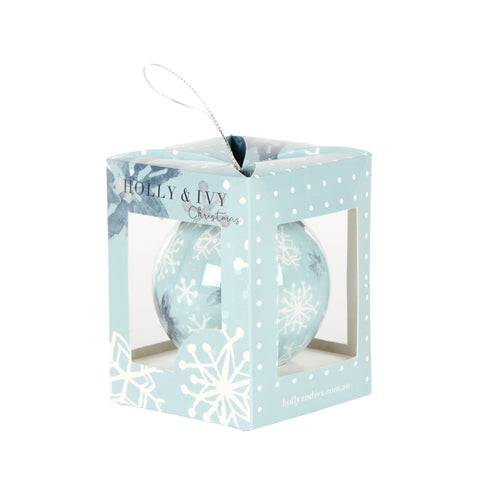 7.5cm Artist Bauble - Shimmering Snowflakes - Holly And Ivy