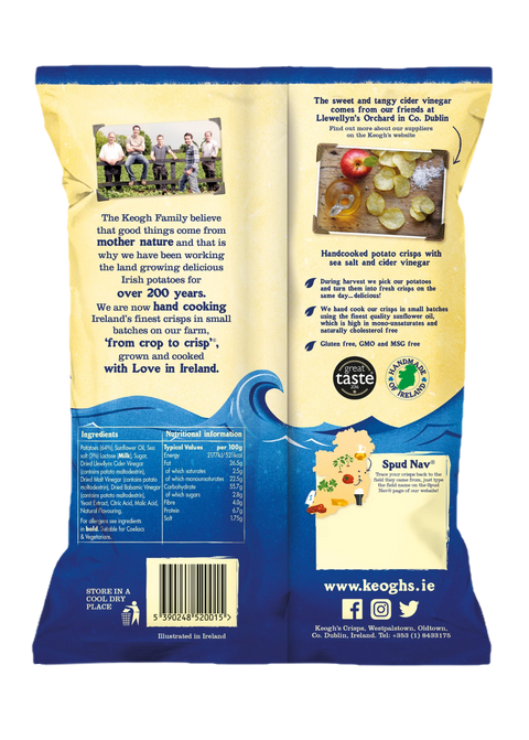 Keogh's Irish Potato Chips Atlanic Sea Salt and Sweet Irish Vinegar | 125g