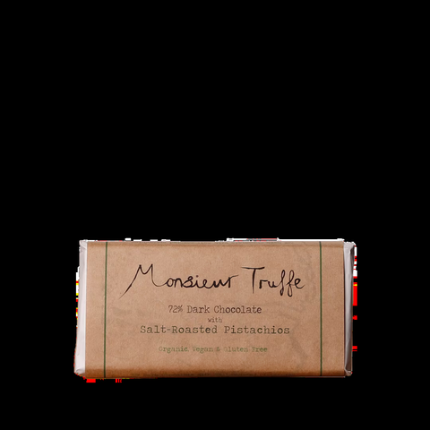 Monsieur Truffe 70% Dark Chocolate with Salt-Roasted Pistachios Bar | 90g