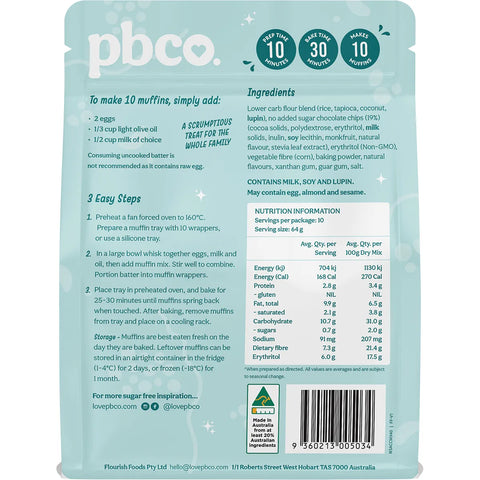 Protein Bread Co Choc Chip Muffin Mix No Sugar Added |340g