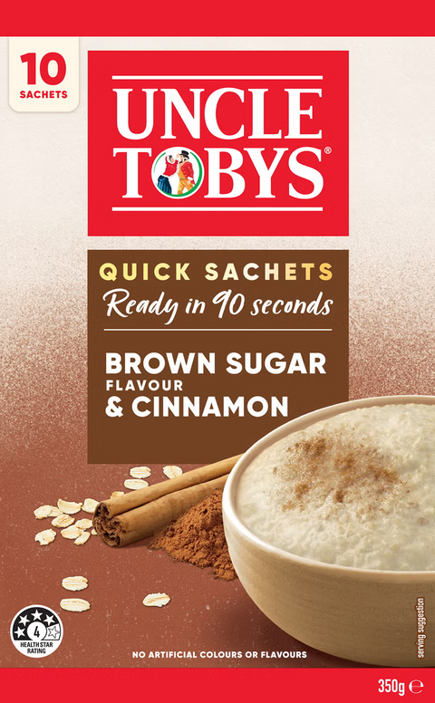 Uncle Tobys Oats Sachets Brown Sugar & Cinnamon 10 pack 350g
