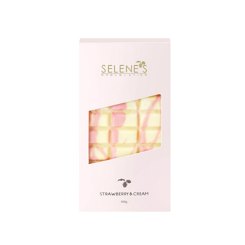 Selene's Strawberries & Cream White Chocolate Bar | 100g