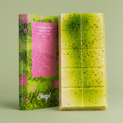 Choced Strawberry Matcha Chocolate Block