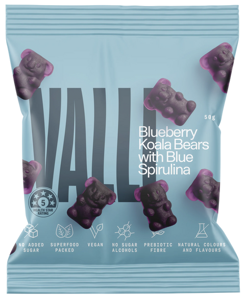 Valli Snacks Blueberry Koala Bears with Blue Spirulina | 50g