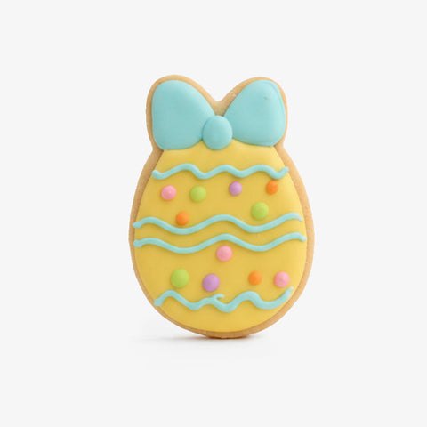 Hey There Cookie! Yellow & Blue Bowed Egg Vanilla Cookie