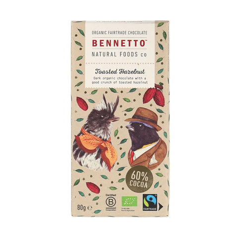 Bennetto Dark Chocolate with Toasted Hazelnut | 80g