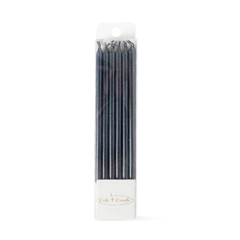 Black Tall Cake Candles 12cm (Pack Of 12)-Cake & Candle-iPantry-australia