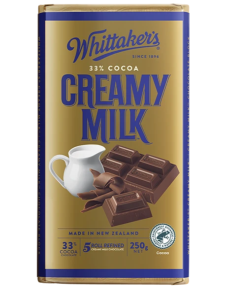 Whittaker’s Block Creamy Milk 33% Cocoa 250g