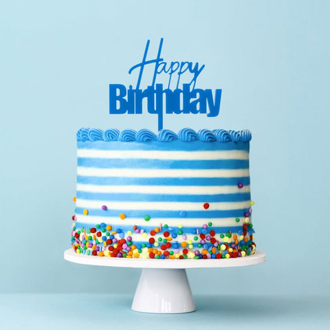 Fun Happy Birthday Cake Topper - Blue-Cake & Candle-iPantry-australia