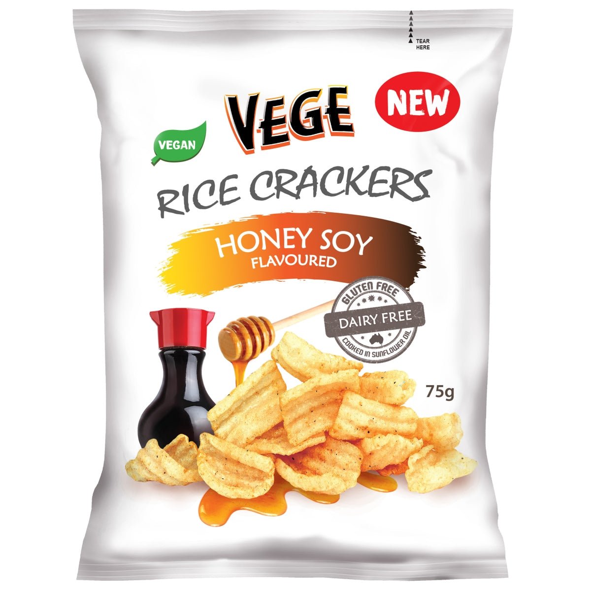 Honey Soy Flavour Rice Crackers 75g - Vege Chips