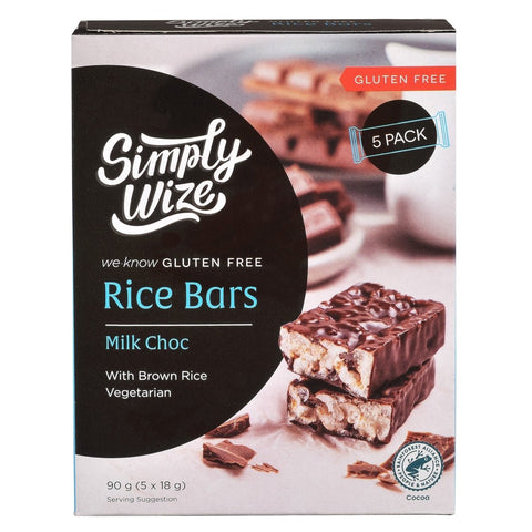 Rice Bars In Milk Choc - 5 Pack 90g - Simply Wize