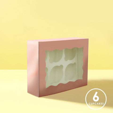 Rose Gold Cupcake Box With Pvc Window (Holds 6 Cupcakes)-PAPYRUS-iPantry-australia
