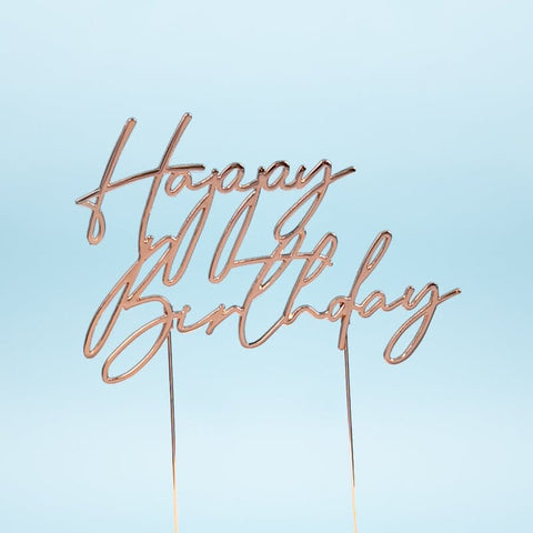 Rose Gold Metal Cake Topper - Happy Birthday-Cake & Candle-iPantry-australia