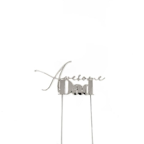 Silver Metal Cake Topper - Awesome Dad-Cake & Candle-iPantry-australia