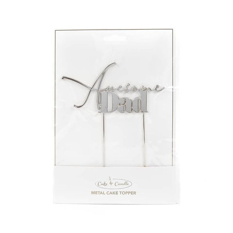 Silver Metal Cake Topper - Awesome Dad-Cake & Candle-iPantry-australia