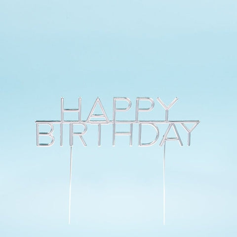 Silver Metal Cake Topper - Caps Happy Birthday-Cake & Candle-iPantry-australia