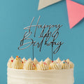 Silver Metal Cake Topper - Happy Birthday (No. 4)-Cake & Candle-iPantry-australia
