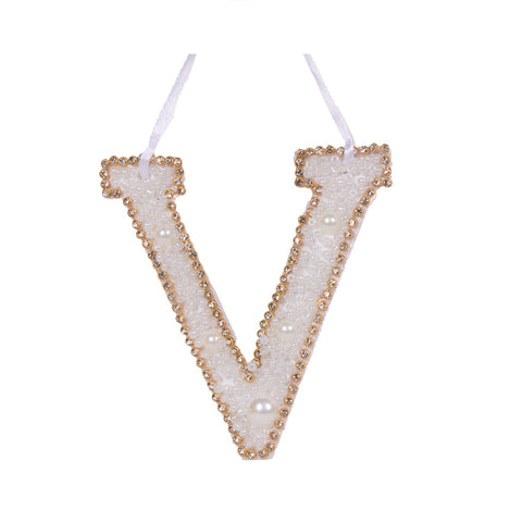 Sparkling Letter V - Holly And Ivy