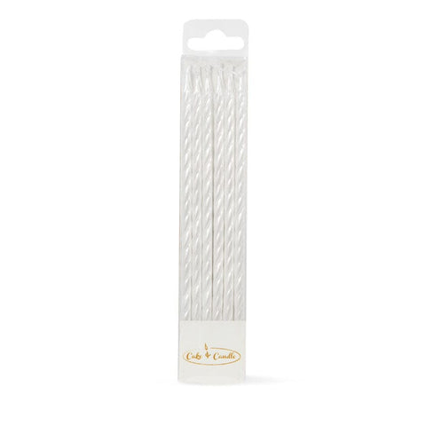 Spiral Cake Candles Pearlised White (Pack Of 12)-Cake & Candle-iPantry-australia